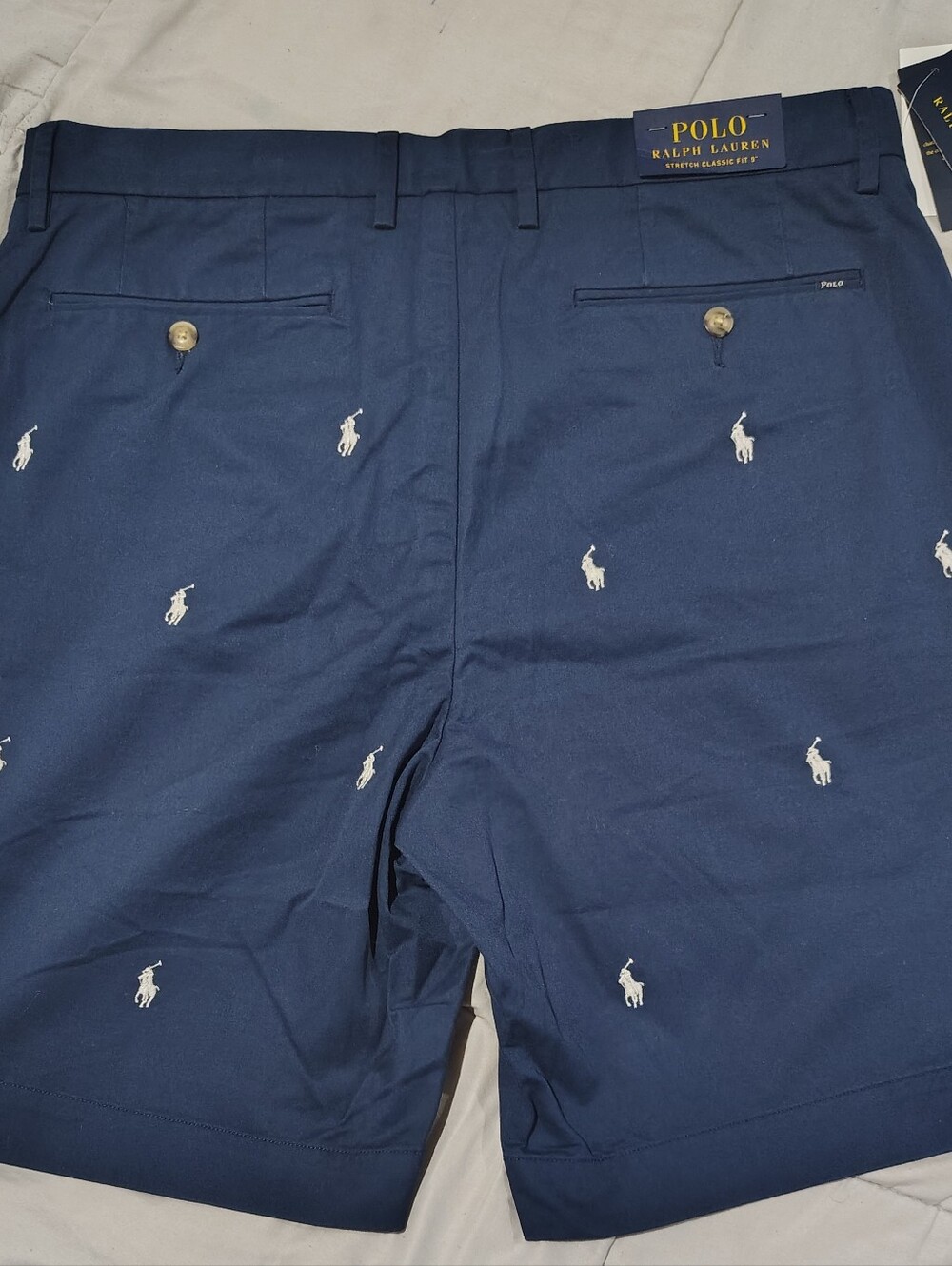 Polo Ralph Lauren Shorts Men's 35 Blue All Over Pony Stretch Classic Fit NWT - Picture 2 of 5